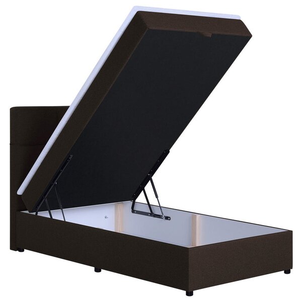 POSTELJA Z VZMETNICO 100 cm x 200 cm , tekstil, leseni material rjava