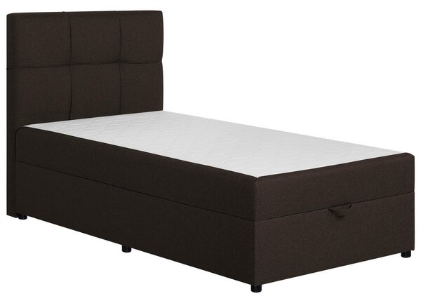POSTELJA Z VZMETNICO 100 cm x 200 cm , tekstil, leseni material rjava