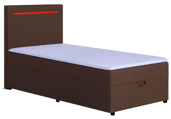 POSTELJA Z VZMETNICO 100 cm x 200 cm , tekstil, leseni material rjava