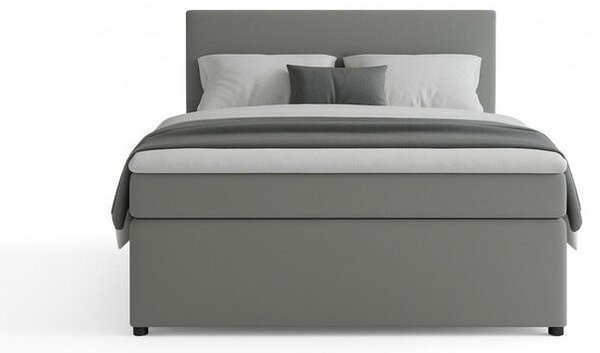 BOXSPRING POSTELJA 140 cm x 200 cm , tekstil, leseni material siva