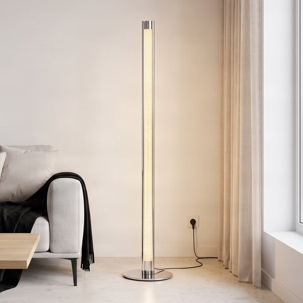 Lindby LED-stojna svetilka Hadis, RGB, daljinski upravljalnik, bela, 120 cm, zatemnjen, Kovinska, Dnevna soba / jedilnica, Plastika, Sodobni
