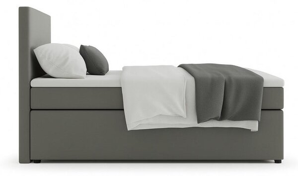 BOXSPRING POSTELJA 140 cm x 200 cm , tekstil, leseni material siva