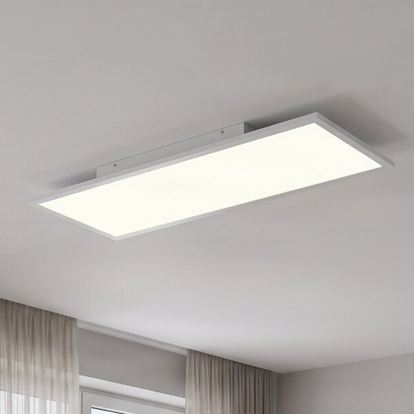 Lindby LED plošča Quais, 80 x 30 cm, bela, kovinska, 4.000K, Bela, Kuhinja, Aluminij, Sodobni