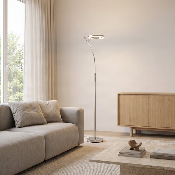 Lindby LED talna svetilka Darion, siva, kovinska, z možnostjo zatemnitve, 180 cm, zatemnjen, Siva, Dnevna soba / jedilnica, Kovina, Sodobni