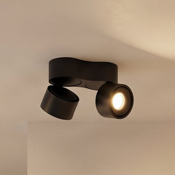 Arcchio LED stropni reflektor Rotari, 1240lm, 2-krilni, črn, zatemnjen, Črna, Dnevna soba / jedilnica, Aluminij, Sodobni
