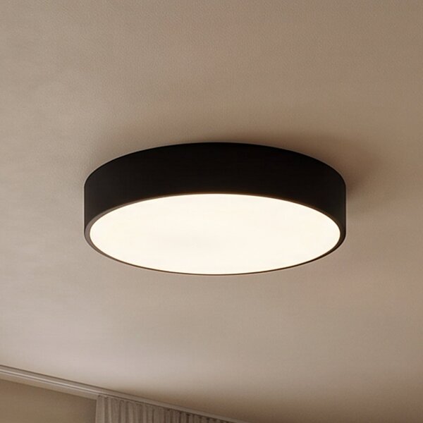 TEMAR LIGHTING Stropna svetilka Cleo, Ø 40 cm, IP20, črna, kovina, E27, zatemnjen, Črna, Dnevna soba / jedilnica, Kovina, Sodobni