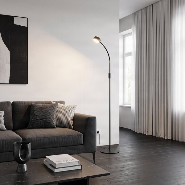 Lindby LED-stoječa svetilka Maori, 140 cm, črna, CCT, z možnostjo zatemnitve, zatemnjen, Črna, Študija / pisarna, Kovina, Sodobni