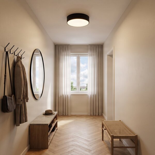 TEMAR LIGHTING Stropna svetilka Cleo, Ø 30 cm, IP20, črna, kovina, E27, zatemnjen, Črna, Dnevna soba / jedilnica, Kovina, Sodobni