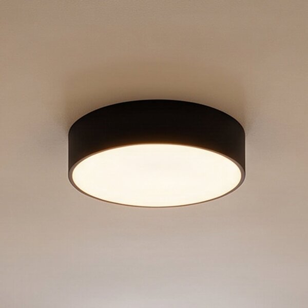 TEMAR LIGHTING Stropna svetilka Cleo, Ø 30 cm, IP20, črna, kovina, E27, zatemnjen, Črna, Dnevna soba / jedilnica, Kovina, Sodobni