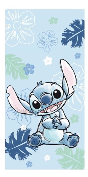 Modra bombažna otroška brisača 70x140 cm Lilo and Stitch "Ohana Blue" – Jerry Fabrics