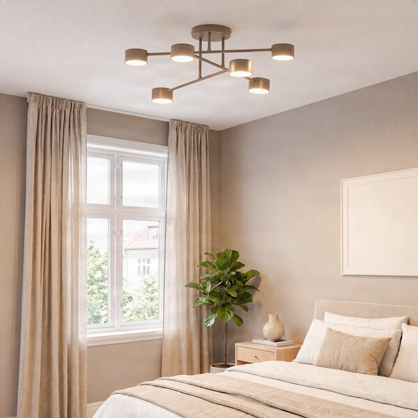 EMIBIG LIGHTING Stropna svetilka HALO, bež, premer 60 cm, 6-žarilna, kovinska, GX53, zatemnjen, Bež, Dnevna soba / jedilnica, Kovina, Sodobni, Polkrožni strop z razmikom