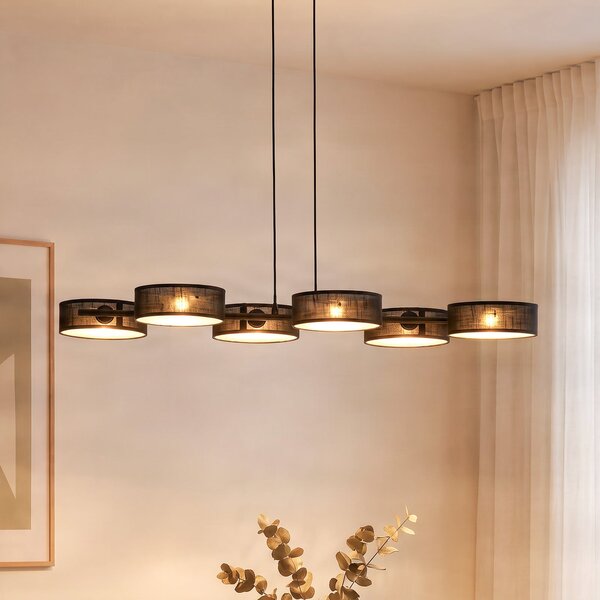 EMIBIG LIGHTING Visoka svetilka DRUMZ, črna, dolžina 100 cm, 6-žarilna, tekstil, E14, zatemnjen, Črna, Dnevna soba / jedilnica, Tkanine / tekstil, Sodobni