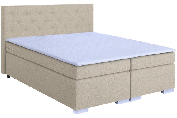BOXSPRING POSTELJA 180 cm x 200 cm , tekstil, leseni material bež
