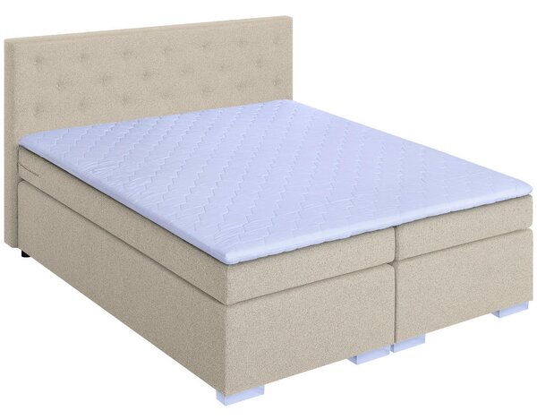 BOXSPRING POSTELJA 180 cm x 200 cm , tekstil, leseni material bež