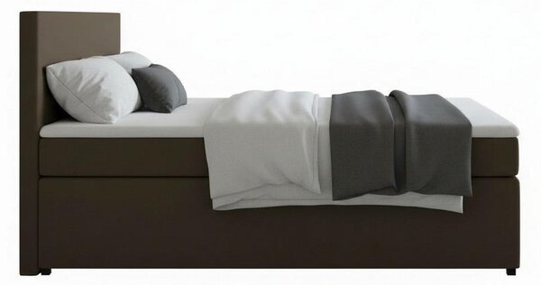 BOXSPRING POSTELJA 140 cm x 200 cm , tekstil, leseni material rjava