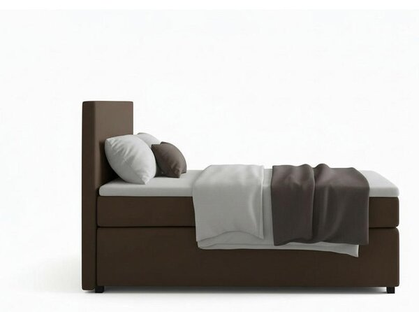 BOXSPRING POSTELJA 90 cm x 200 cm , tekstil, leseni material rjava