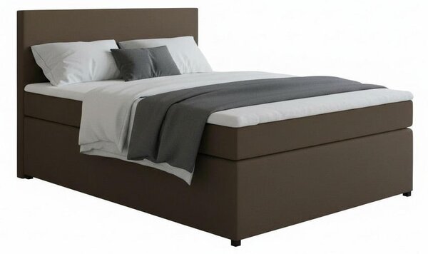 BOXSPRING POSTELJA 140 cm x 200 cm , tekstil, leseni material rjava