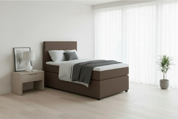 BOXSPRING POSTELJA 90 cm x 200 cm , tekstil, leseni material rjava