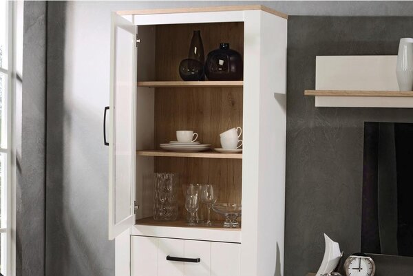 Modern Living Vitrina Elara, Bela, Barva Hrasta