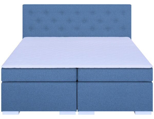 BOXSPRING POSTELJA 180 cm x 200 cm , tekstil, leseni material modra