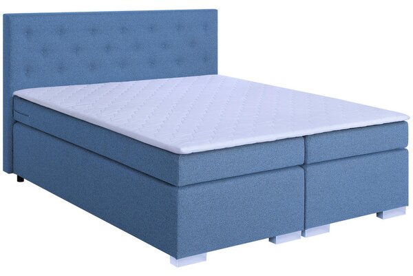 BOXSPRING POSTELJA 180 cm x 200 cm , tekstil, leseni material modra