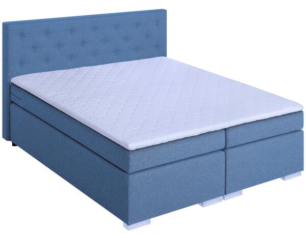 BOXSPRING POSTELJA 180 cm x 200 cm , tekstil, leseni material modra