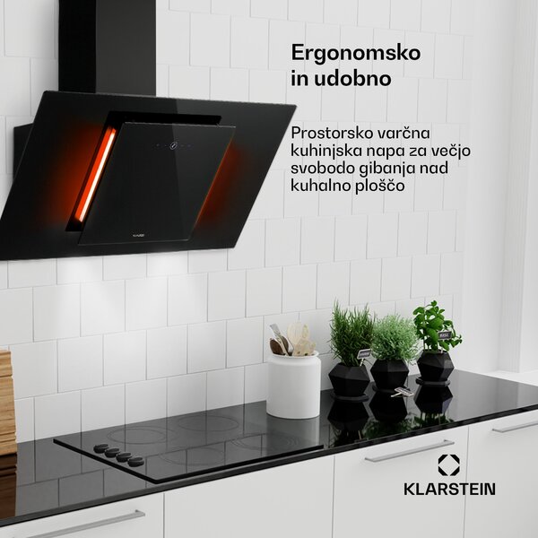Klarstein Eleonora 90, kuhinjska napa, 420 m³/h, zaslon na dotik, osvetlitev, EEK A++