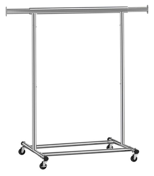 Stojalo za oblačila INEZ na kolesih, maks. 90kg, 83,5x45x160cm, srebrn Jurhan