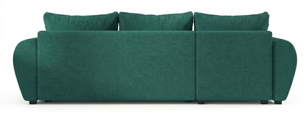 AKCIJA Raztegljiva dvostranska sedežna garnitura v obliki črke L SEVIO 246x145 cm, steklenično zelena + 2 blazinici BREZPLAČNO II. kakovost