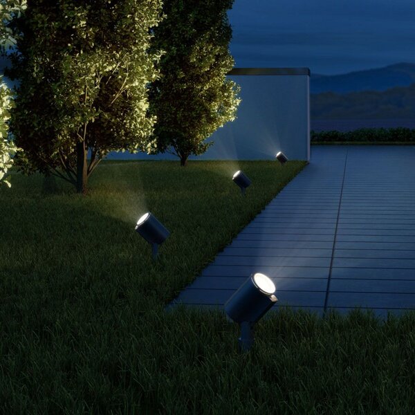 STEINEL zunanji reflektor s kolom SPOT GARDEN, antracit, IP44, Črna, Kovina, Sodobni