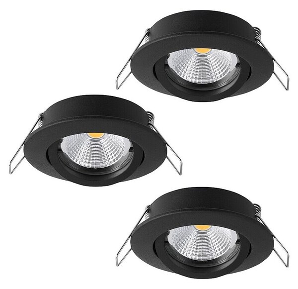 Eglo Set okroglih LED vgradnih svetilk Tedo 1 (14,4 W, Črna, Toplo bela)