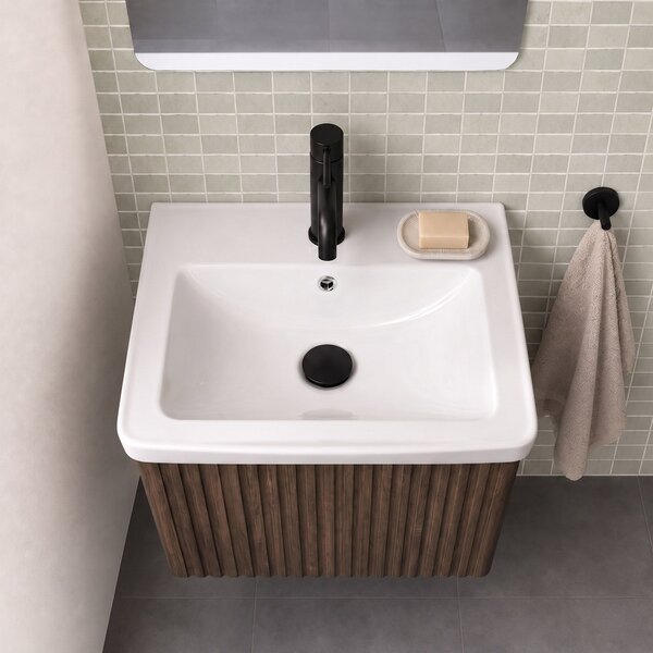 Kopalniška omarica z umivalnikom Rea DB85-50-1 Orio Dark 50cm
