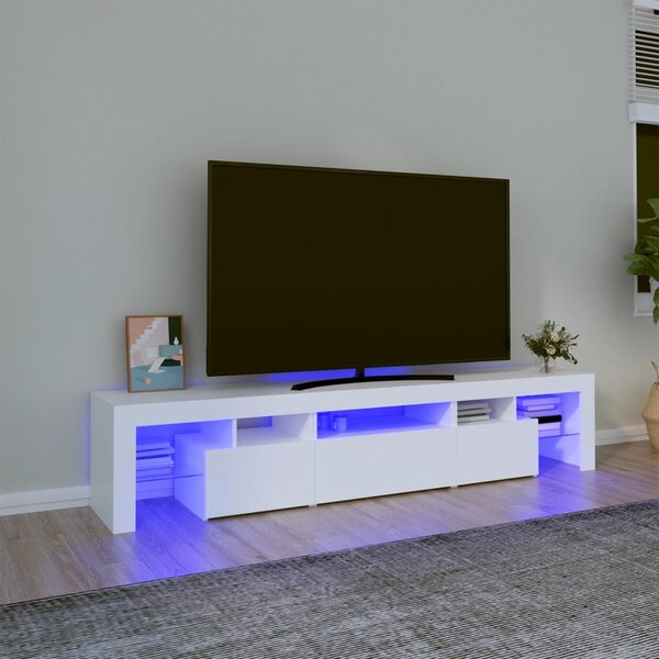 VidaXL TV omarica z LED lučkami bela 200x36,5x40 cm