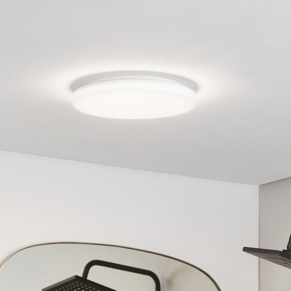 PRIOS Prios LED stropna svetilka Artin, Ø 33 cm, bela, CCT, IP65, Bela, Kopalnica, Plastika, Sodobni