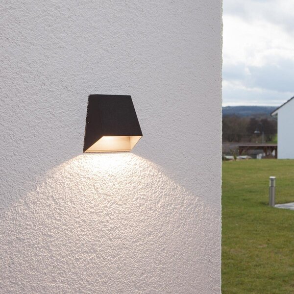 Lucande LED zunanje stensko svetilo Hanno, antracit, kovina, IP54, Črna, Aluminij, Sodobni