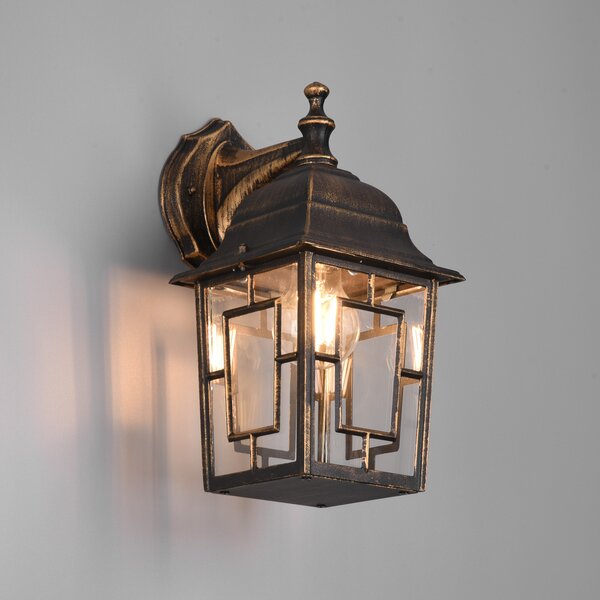 Trio Lighting Zunanja stenska svetilka Volturno, spodnja vtičnica, antična barva rje, zatemnjen, Rjava / rjasta, Aluminij, Antični