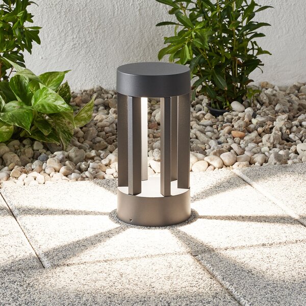 Lindby LED svetilka na podstavku Jordis, 22 cm, antracit, aluminij, Črna, Kovina, Sodobni