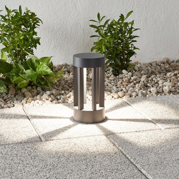 Lindby LED svetilka na podstavku Jordis, 22 cm, antracit, aluminij, Črna, Kovina, Sodobni