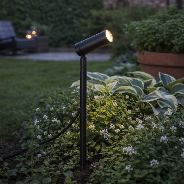 Vrtni reflektor s konico črn 40 cm vklj. LED nastavljiv IP65 vklj. kabel in vtič - Carl