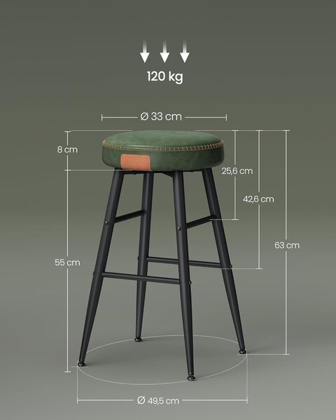 Komplet 2 barskih stolov EKHO, zelen