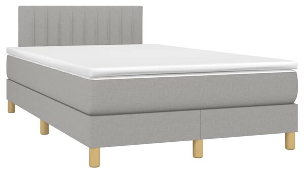 VidaXL Boxspring postelja z vzmetnico svetlo siva 120x190 cm blago