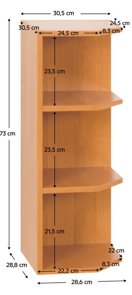 KONDELA Kuhinjska omara, jelša, desno, LORA MDF NEW KLASIK W30N
