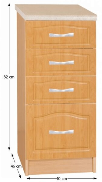 KONDELA Kuhinjska omara, jelša, LORA MDF NEW KLASIK S40SZ4
