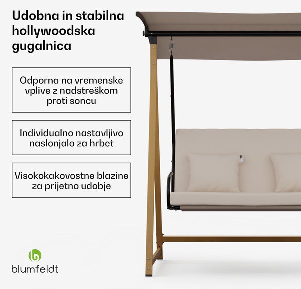 Blumfeldt ZenGrove, hollywoodska gugalnica, 2-sedežna, individualno nastavljiva, prašno lakirano jeklo, odporna na vremenske vplive