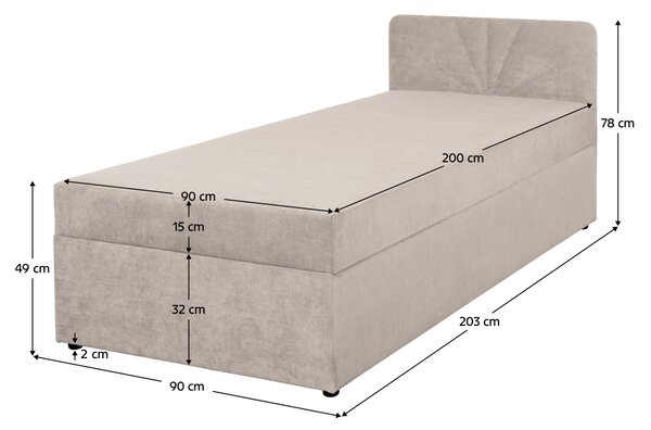 KONDELA Boxspring postelja, enojna, bež, 90x200, univerzalna, SUPA