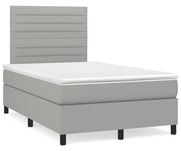 VidaXL Boxspring postelja z vzmetnico svetlo siva 120x190 cm blago