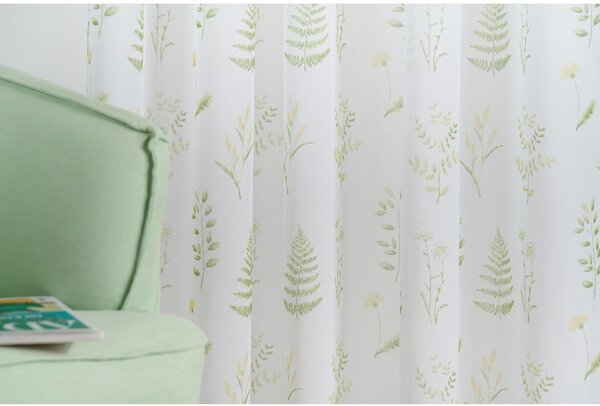 Bela/zelena prosojna zavesa 140x245 cm Caledonia – Mendola Fabrics