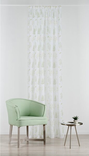 Bela/zelena prosojna zavesa 140x245 cm Caledonia – Mendola Fabrics