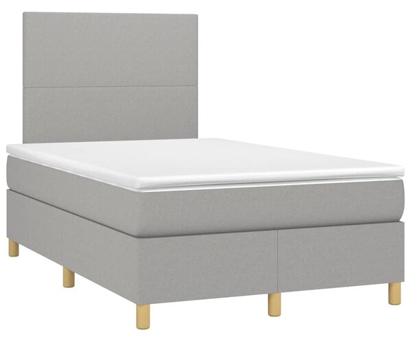 VidaXL Boxspring postelja z vzmetnico svetlo siva 120x190 cm blago