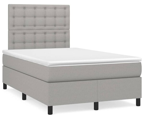 VidaXL Boxspring postelja z vzmetnico svetlo siva 120x190 cm blago